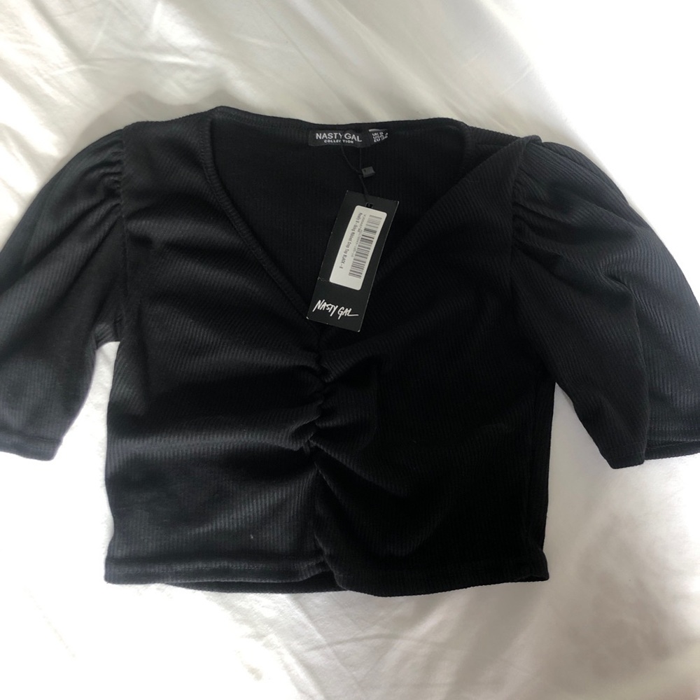 Nasty gal ribbed crop top black